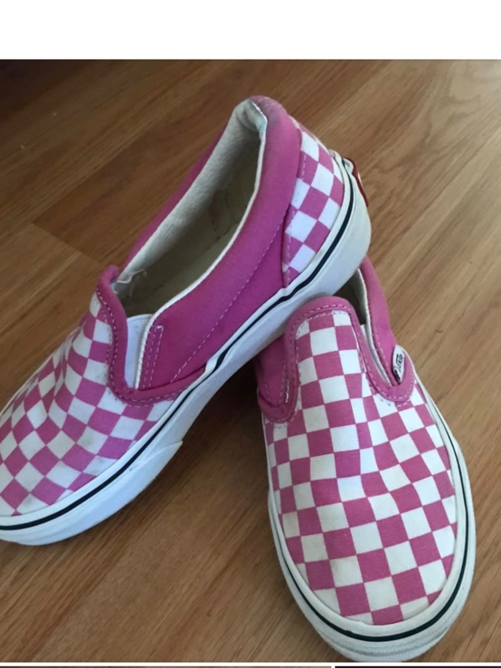Vans Kids Pink and White Checkered Slip-On Sneakers